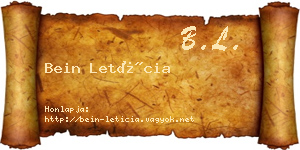 Bein Letícia névjegykártya